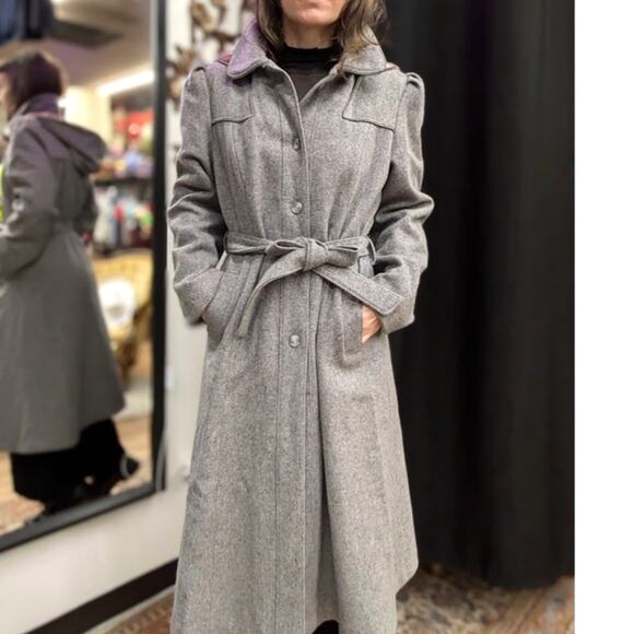 1980s JCPenney Grey Wool Hooded Coat - Picture 8 of 9